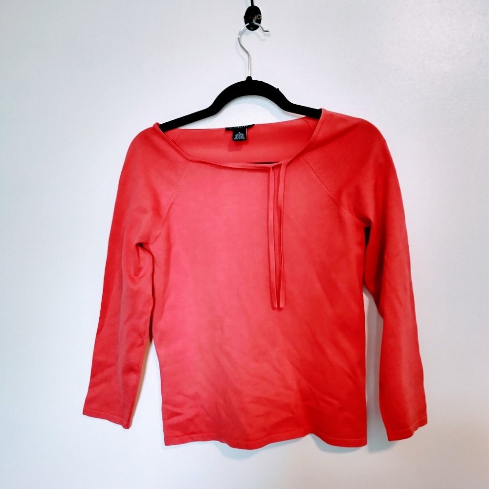 Ann Taylor silk 3/4 sleeve top with boat neck and toe size small